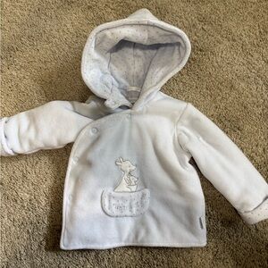 pastel blue cotton Hooded Baby Jacket with Kangaroo Applique 6 mos